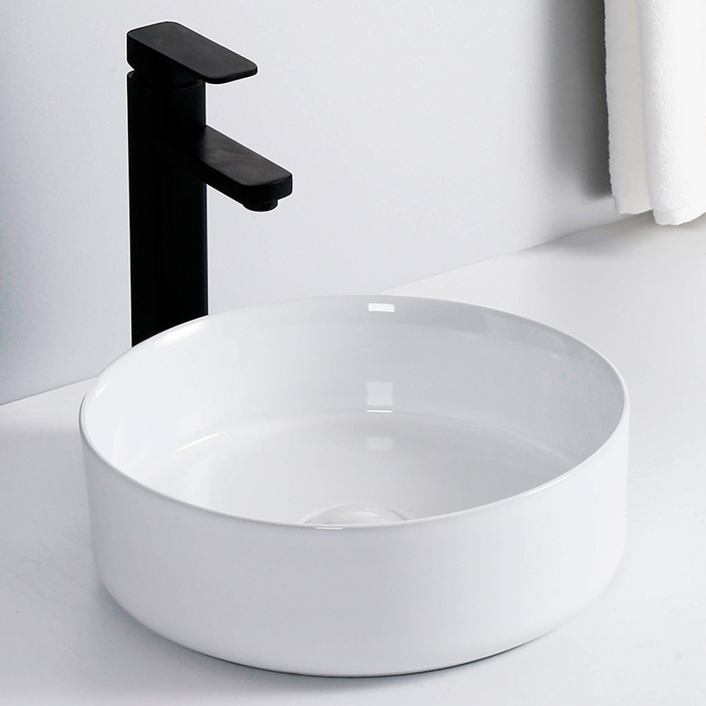 陶瓷简约圆形洗脸洗手家用卫生间浴室台上盆酒店阳台艺术池水盆