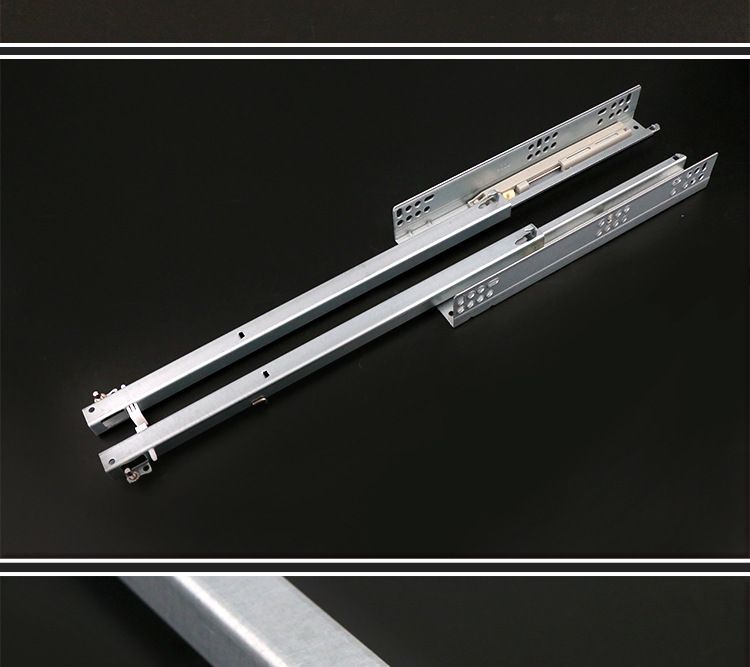 二节托底隐藏滑轨阻尼缓冲底部安装二折导轨两节隐藏式轨厂家批发