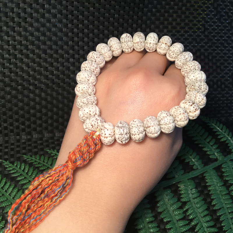 天然海南星月菩提南瓜珠手串 高密干磨顺白玄月佛珠手链批发