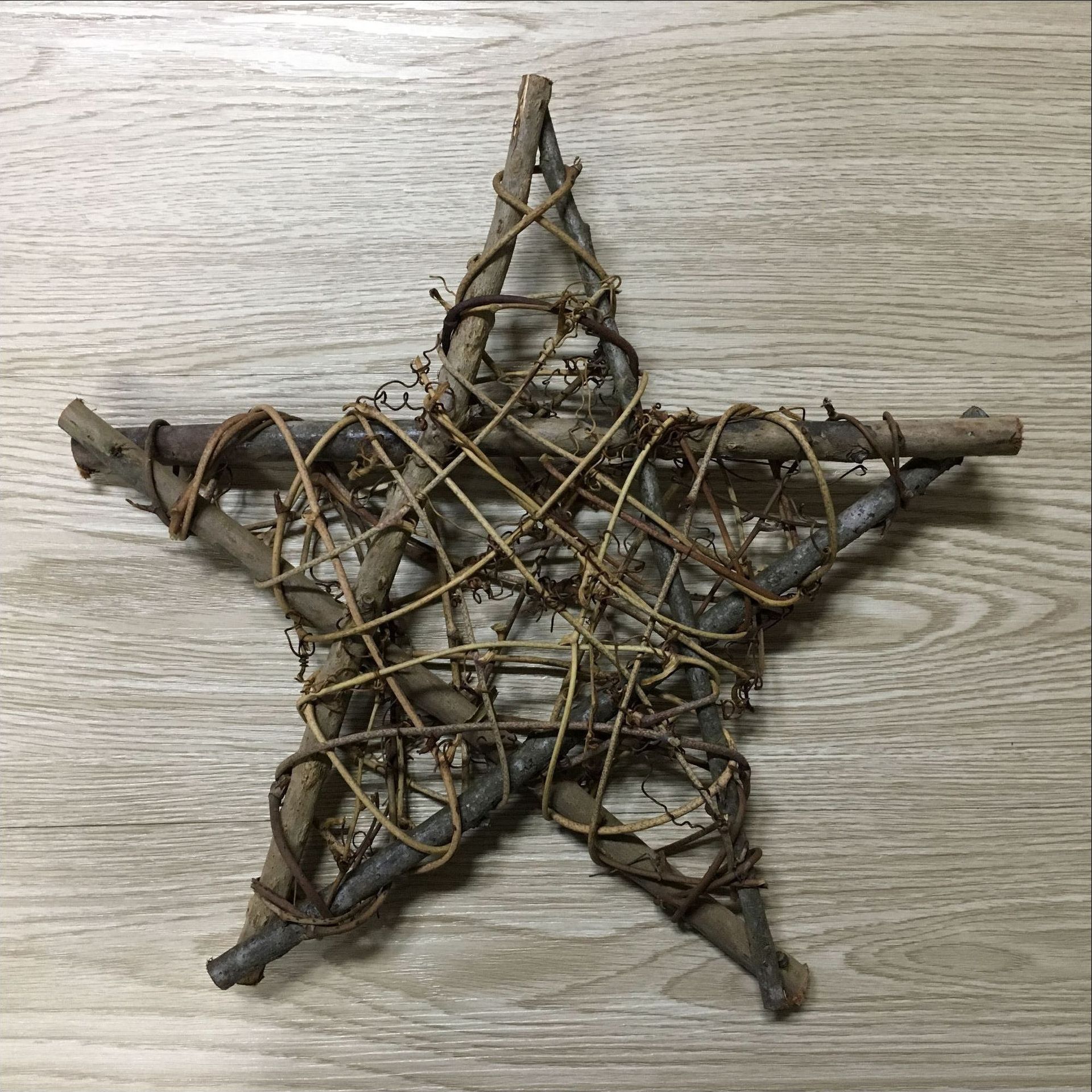 30cm 干树枝 土伏藤编五角星 圣诞节庆环境布置装饰 幼儿园装饰品