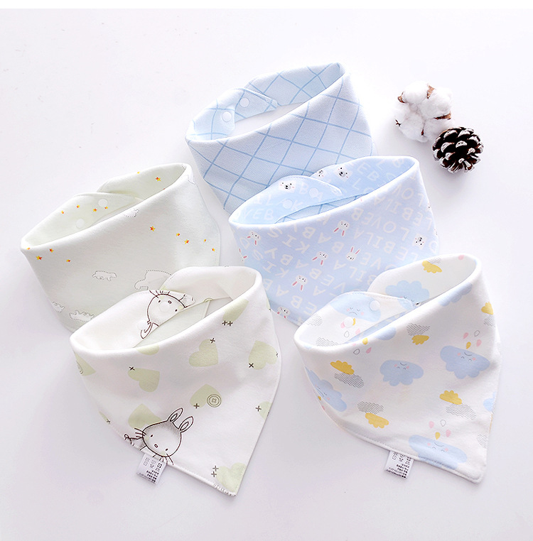 宝宝口水巾纯棉防水围嘴初生儿防吐奶围兜超柔围巾新生婴儿三角巾