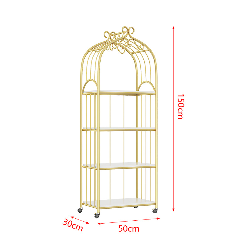 Nordic Golden Bird Cage Shelf Bookshelf Cosmetics Manicure Clothing Store Shoe Bag Multi-Layer Floor Display Stand