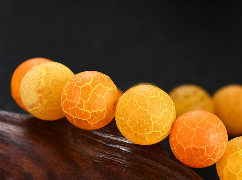 跨境新品 不规则冰裂纹石手链 黄色玛瑙风化石头手串珠6-12mm