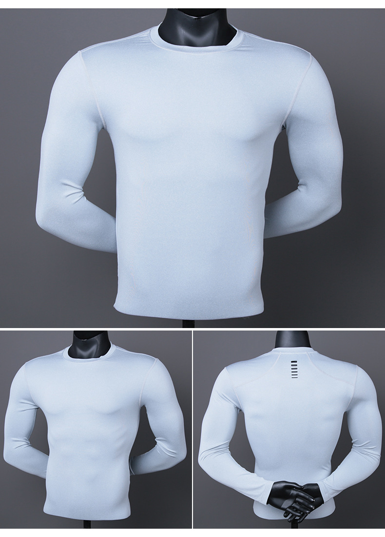 紧身衣长袖男士秋冬款速干跑步上衣弹力训练衣服打底衫健身房服装