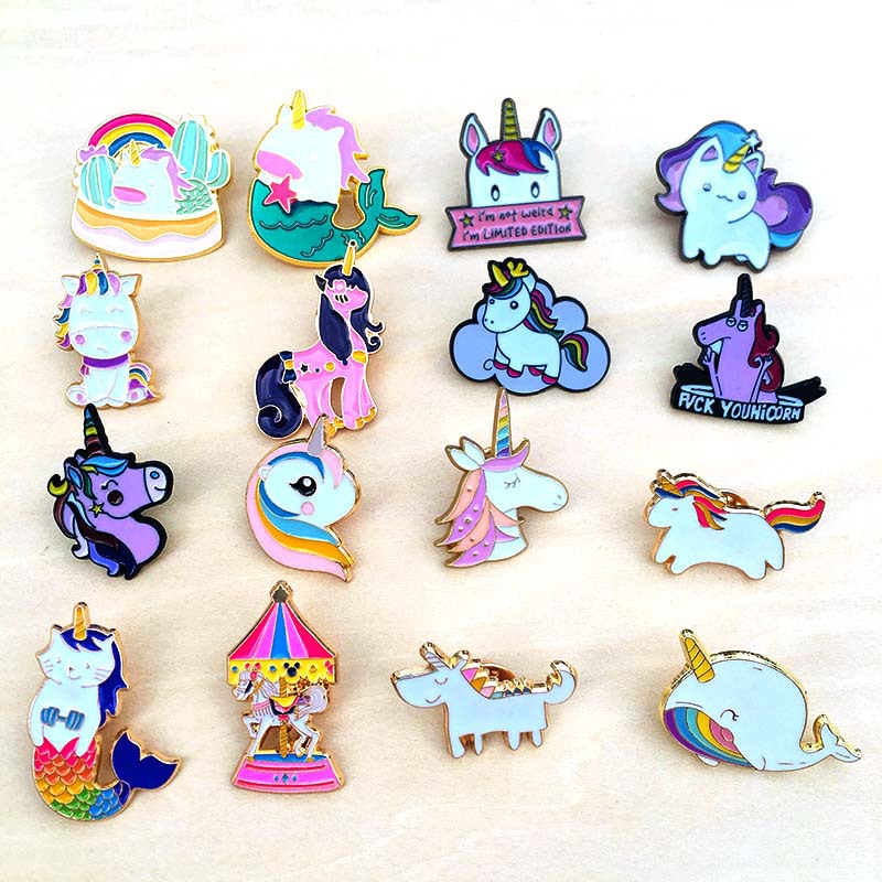 colorful unicorn series brooch zinc alloy drip badge creative advertising promotion gift customization