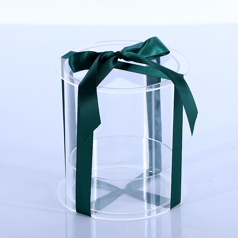 批发亚克力伴手圆柱礼盒婚礼生日节日商务礼品鲜花包装盒可定制