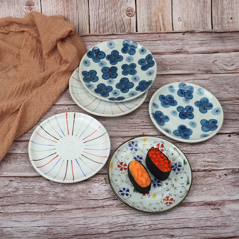 日式梅花骨碟6寸摆台底碟日韩料理寿司居酒屋铁板烧盘子