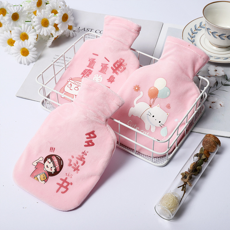 Cartoon Plush Rubber Water-Injection Bag Explosion-Proof PVC Hot Water Bag Water Filling Hot-Water Bag Removable and Washable Plush Cover Hand Warmer