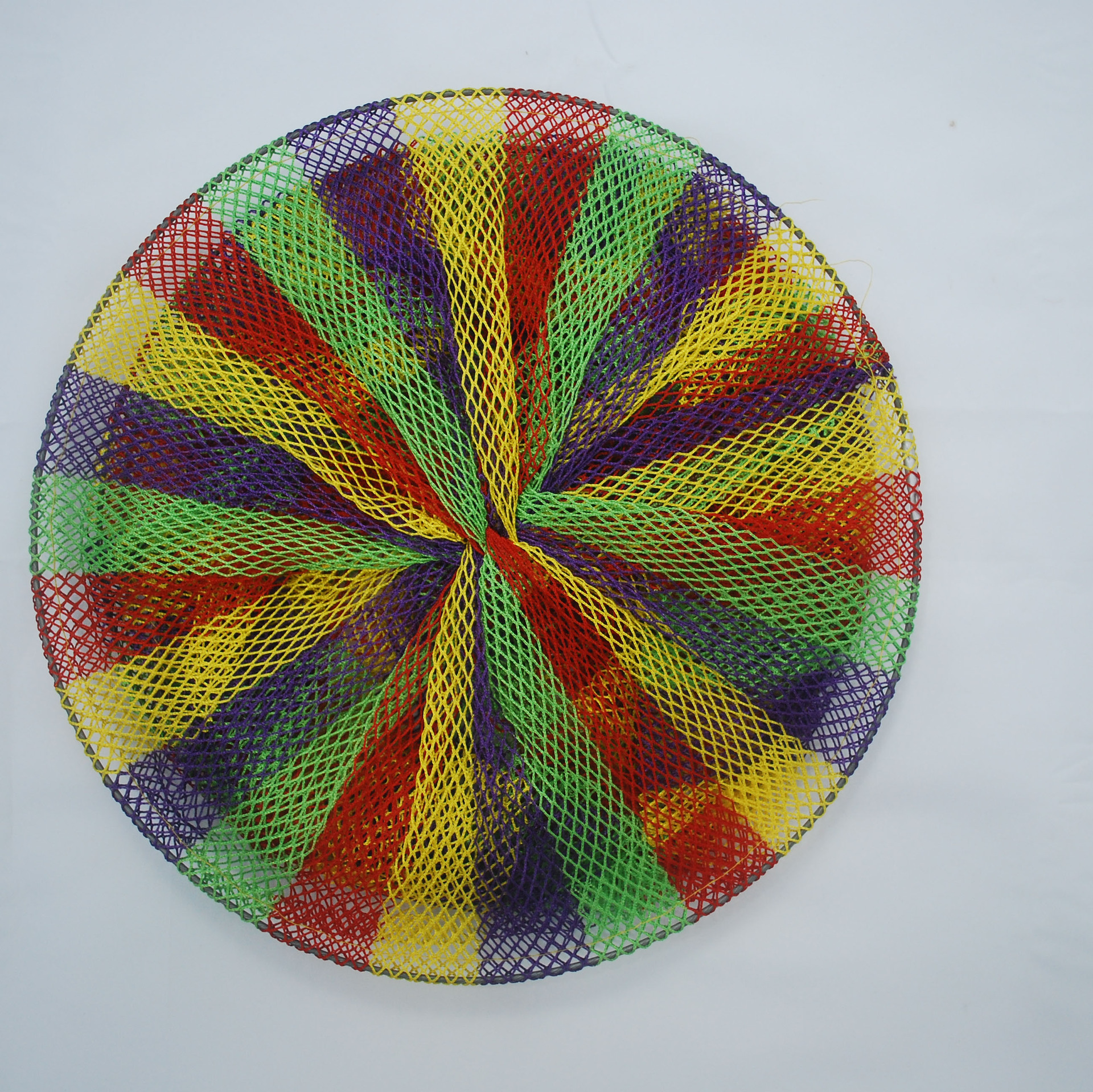 彩条鱼护 折叠软钢丝渔护 防挂简易手工编织小渔网 网兜渔具 鱼护