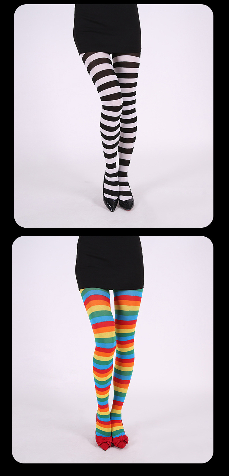 派对服饰道具条纹连裤袜万圣节圣诞节连裤袜丝袜多色可选