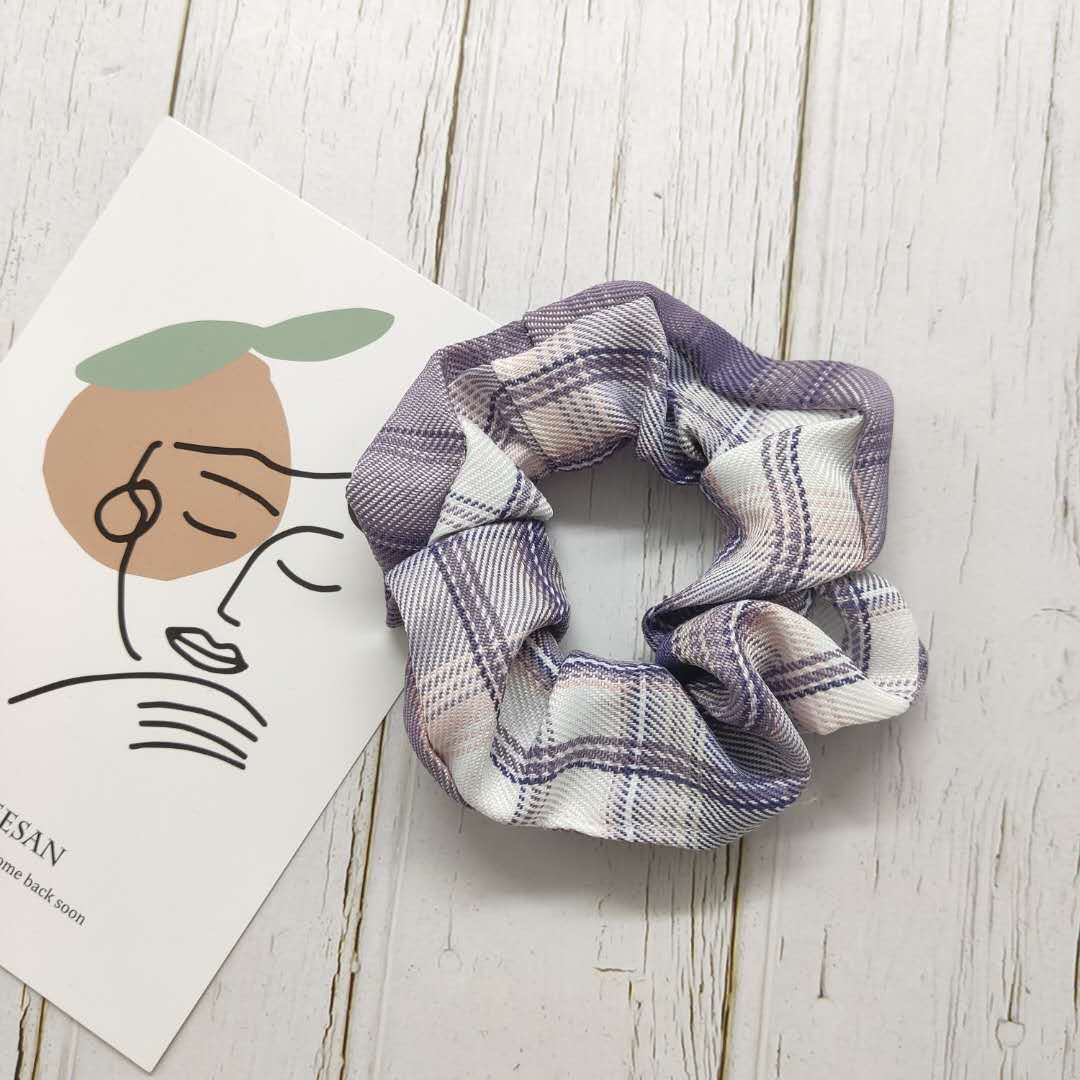 格子大肠发圈jk制服面料ins韩系少女大肠圈发饰品橡皮筋扎头发