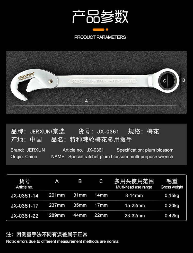 京选快速棘轮扳手多用梅花开口扳扳手管钳多功能省力活动板手套装