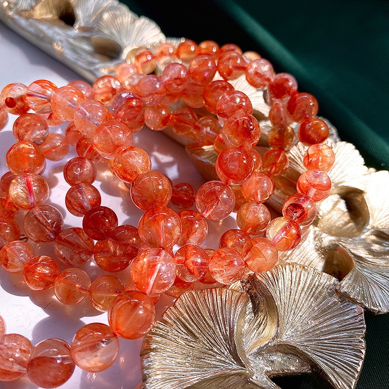 厂家直供高品质橙红色花纹红胶花 民族风天然冰种红胶花手链