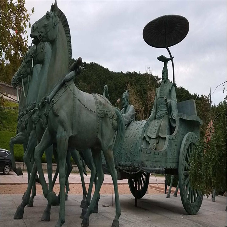 定制广场铸铜景观雕塑 腾飞马 阿波罗战车 群马奔腾铸铜动物雕塑