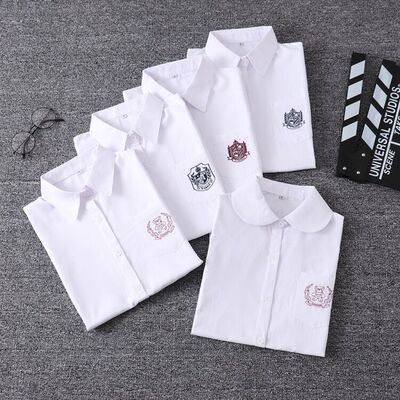 新款多款白色短袖角襟刺绣衬衫jk制服衬衫正统jk衬衫