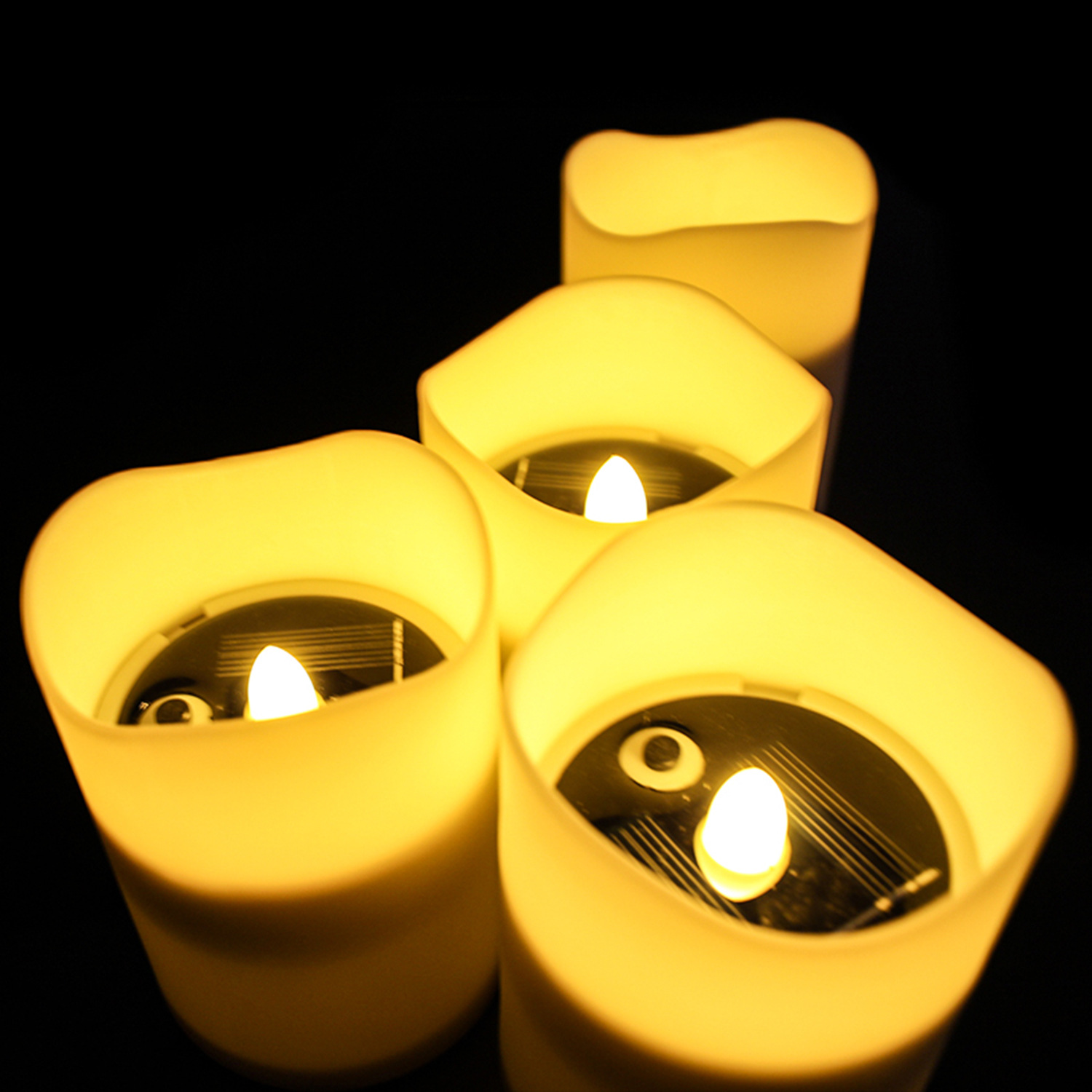 太阳能电子蜡烛户外太阳能充电蜡烛 圆柱型波浪口led太阳能蜡烛灯