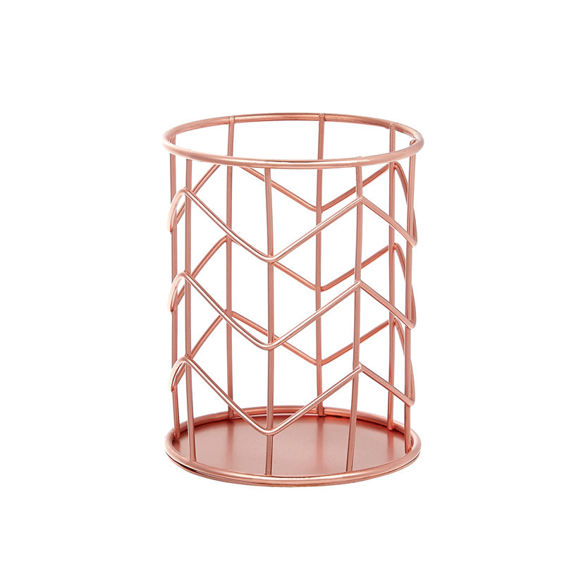 Nordic Style Metal Iron Art Pen Holder Office Storage Organizing Basket Stationery Makeup Brush Storage Bucket Multifunctional Pen Case