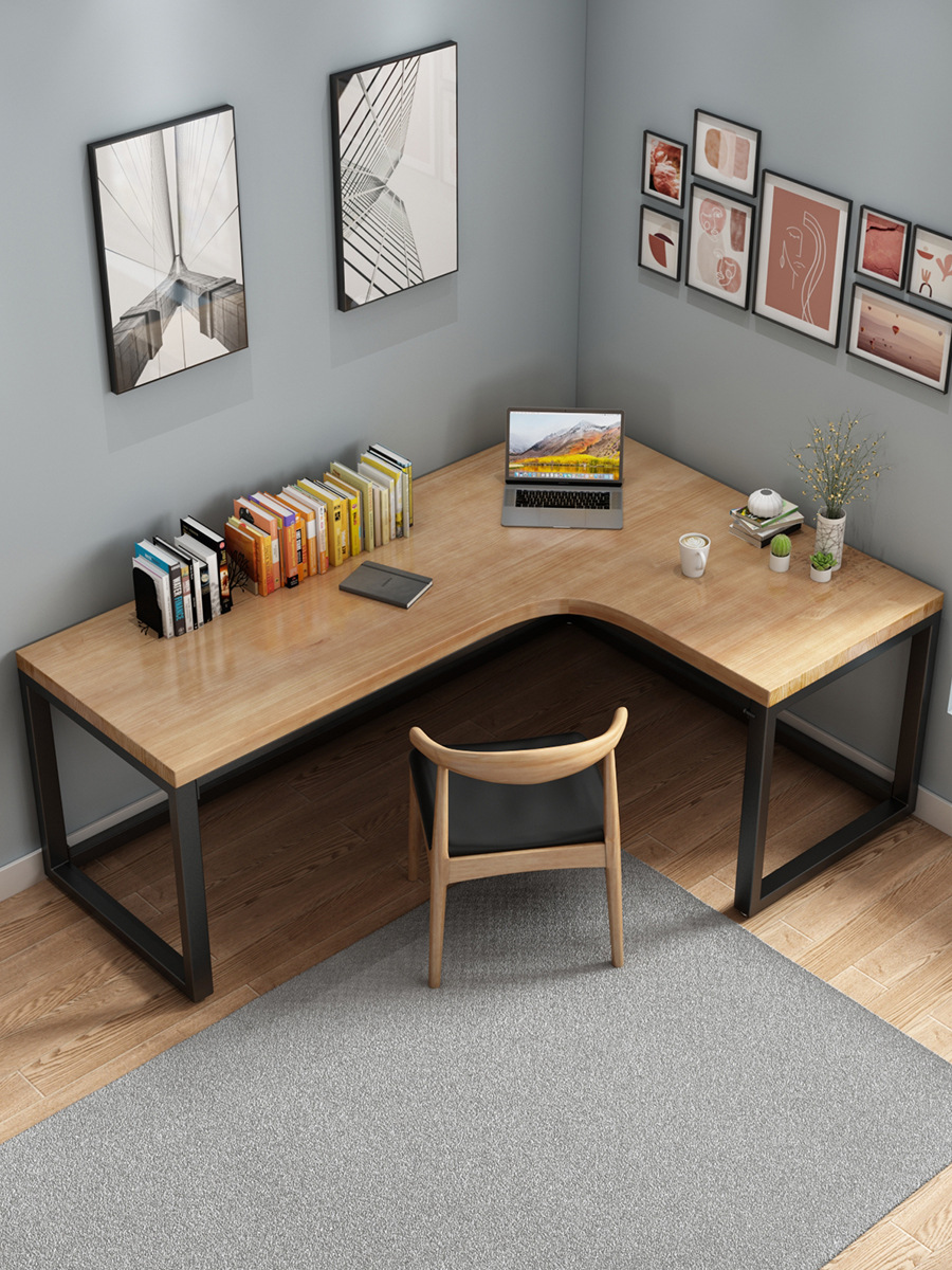 北欧实木电脑桌创意家用l型转角台式电脑桌书桌架组合办公桌椅