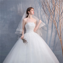 婚纱2024新款抹胸绑带结婚韩式婚纱白色拖尾修身婚纱厂家直销