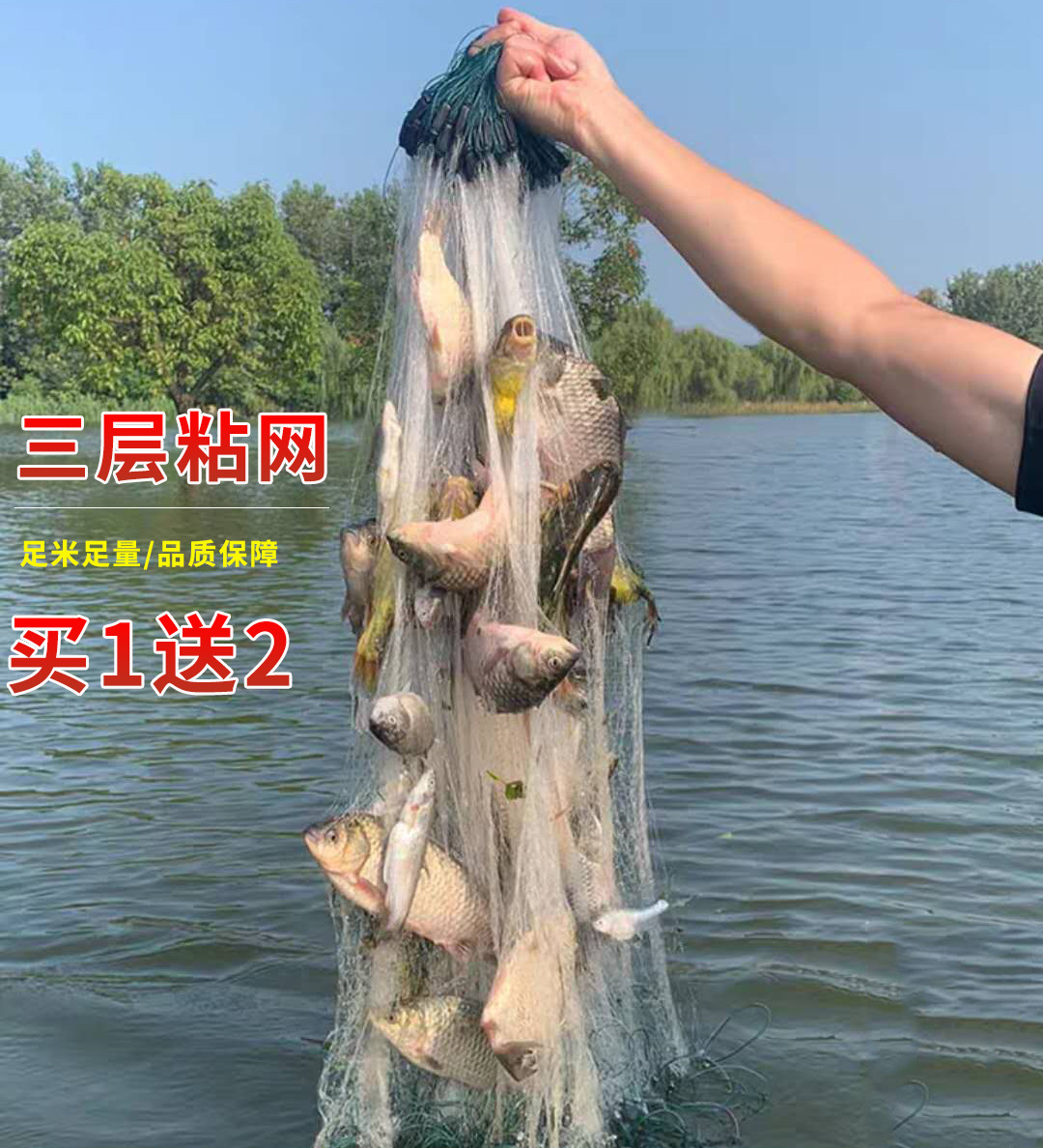 5米高三层渔网白条网丝网渔具水库加重挂网批发捕鱼