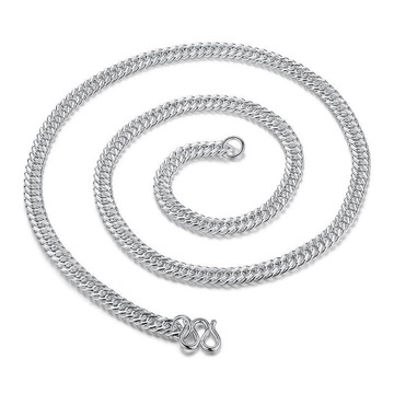 铜镀银马鞭链 男士项链 扁平项链 男生项链-阿里巴巴