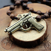 黄铜精雕立体手枪模型汽车钥匙扣挂件小铜器吊坠复古箱包配件挂饰