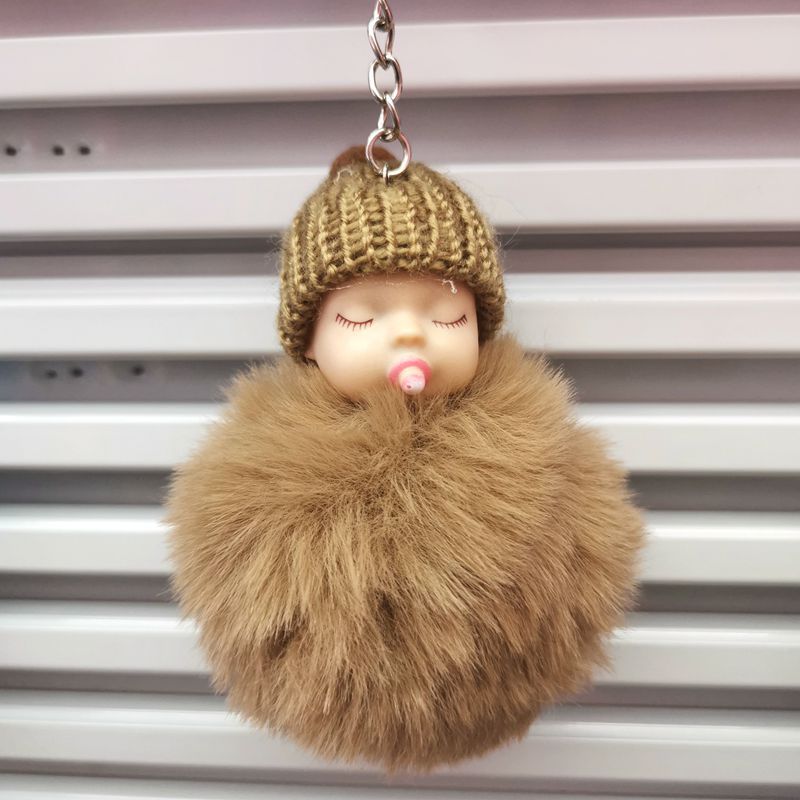 10厘米毛球娃娃挂件旺兆芭比娃娃钥匙圈包包配饰萌睡娃玩具批发