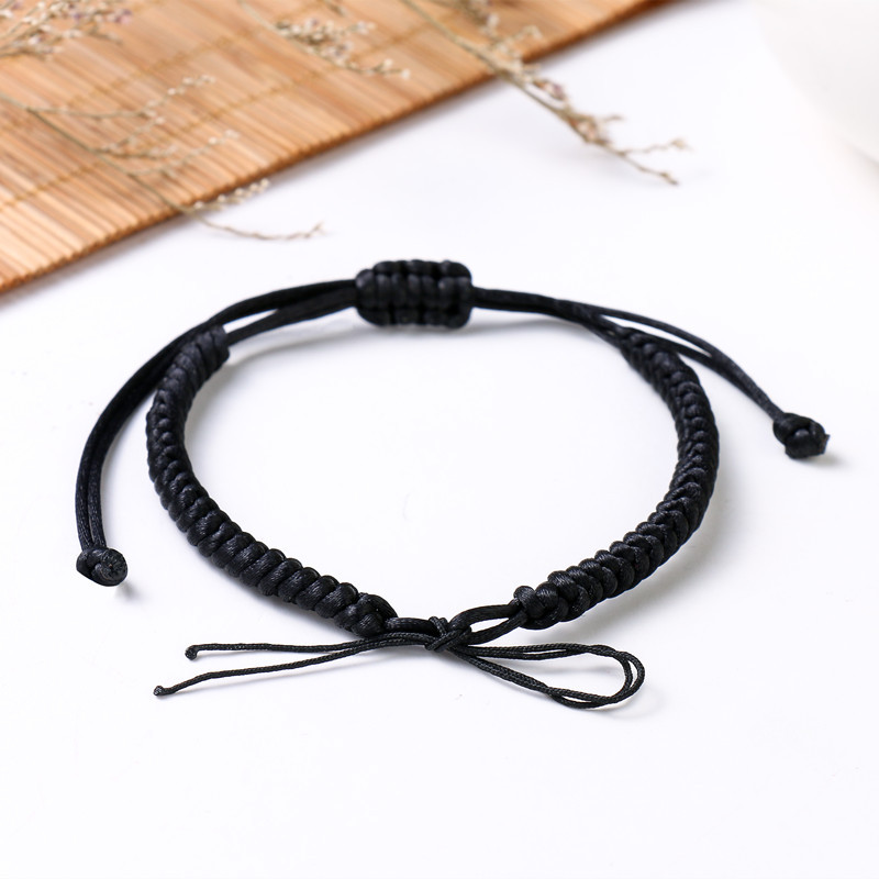 Hand-Woven DIY Semi-Finished Products Red Rope Bracelet Jade Thread Woven Flat Knot Beads Threading Dorje Knot Semi-Finished Products Carrying Strap