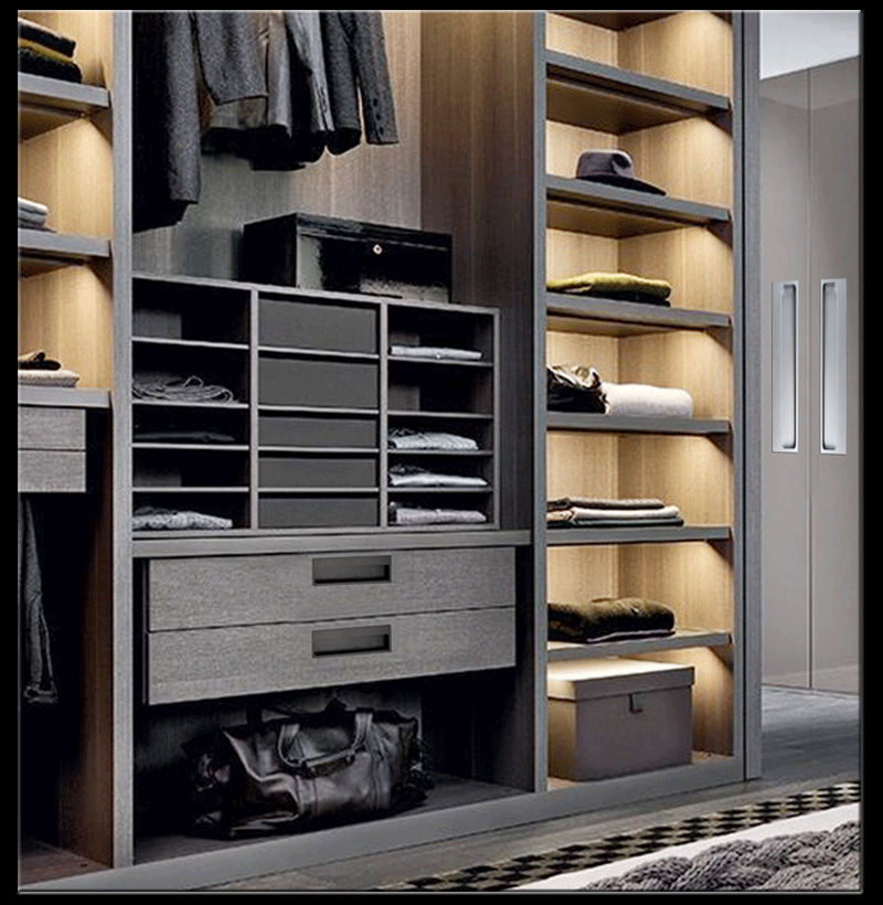 鹿友推拉门移门拉手黑色暗拉手铝合金嵌入式拉手衣柜门抽屉长拉手