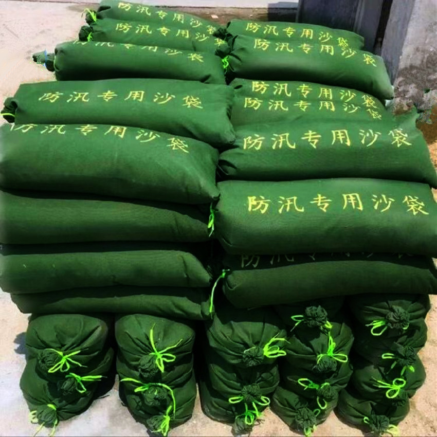 厂家批发 定制 防洪救灾挡水防汛沙袋 军绿帆布抽绳沙袋