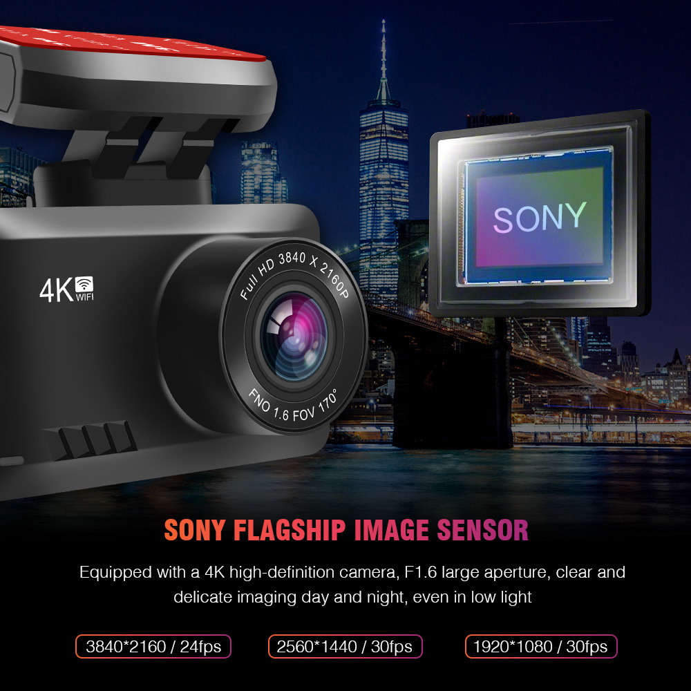 现货4k行车记录仪带wifi gps轨迹 adas 联咏96670芯片车载记录仪