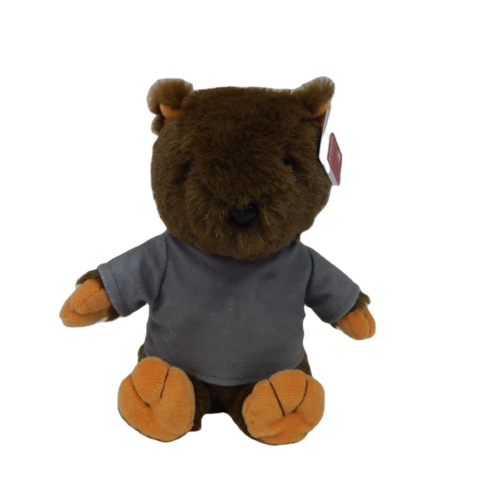 新品黑棕色袋熊毛绒公仔灰色衣服毛绒玩具玩偶-阿里巴巴