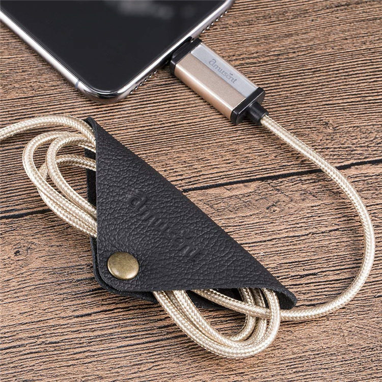 耳机绑线扣 绕线器 数据线理线带 真皮绕线扣 扣式扎线带收纳皮扣