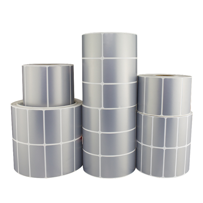 厂家直销铜版纸合成纸pet亚银亮白不干胶热转印条码纸定制批量起