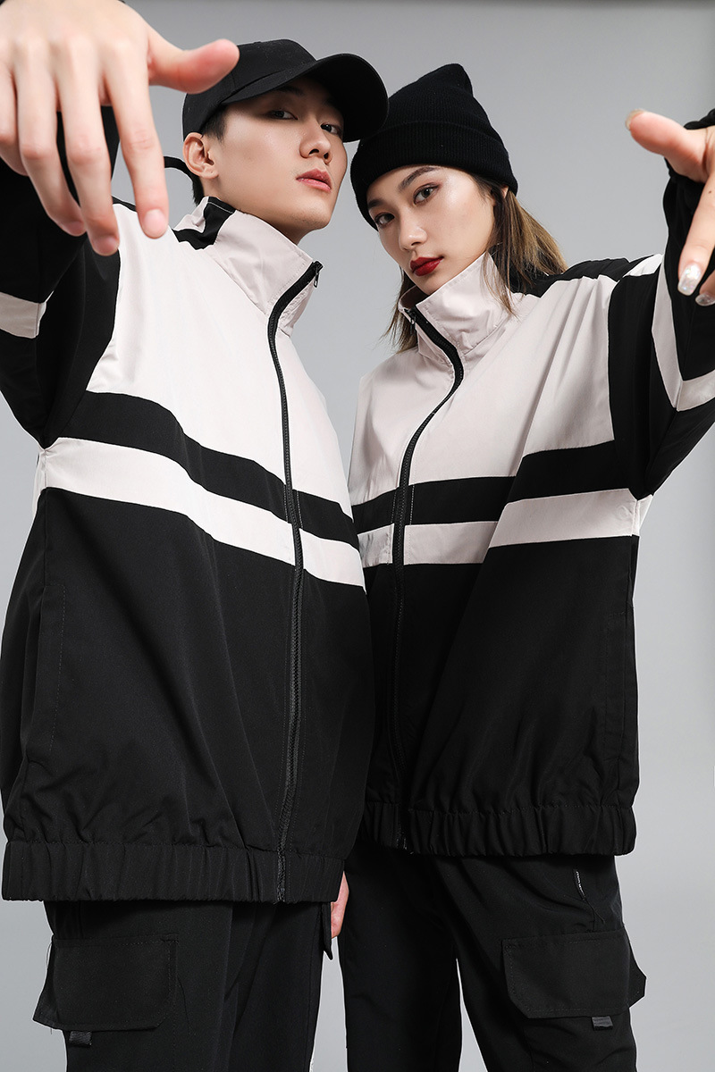 新款翻领男式风衣定制宽松拉链长袖学院风立领风衣班服现货批发