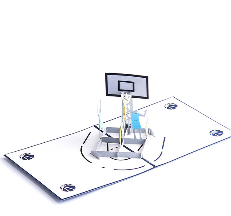 厂家批发手工纸雕3d篮球场立体贺卡节日祝福小卡片送朋友定制
