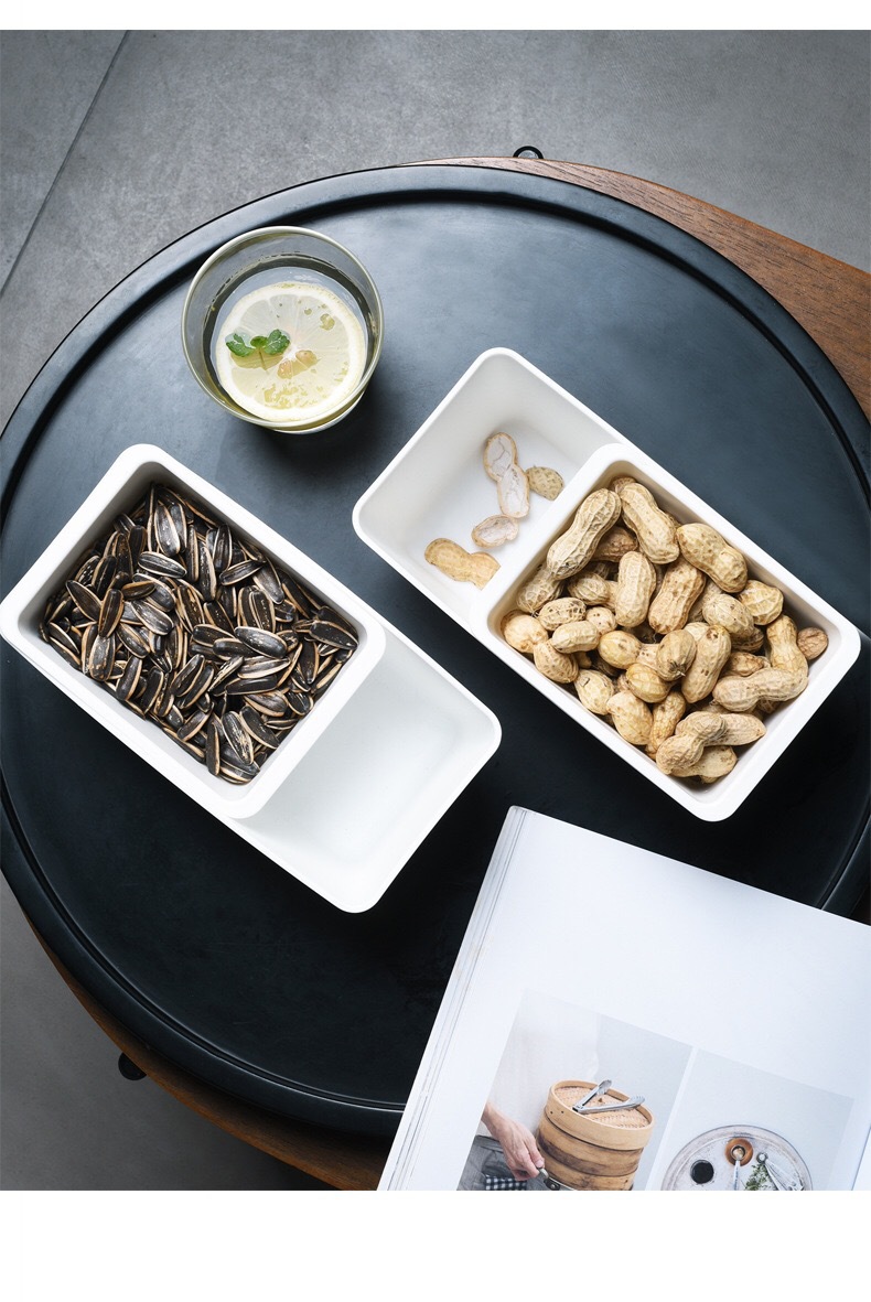 零食盒分格塑料创意懒人果盘嗑瓜子神器双层可移动家居客厅收纳盒