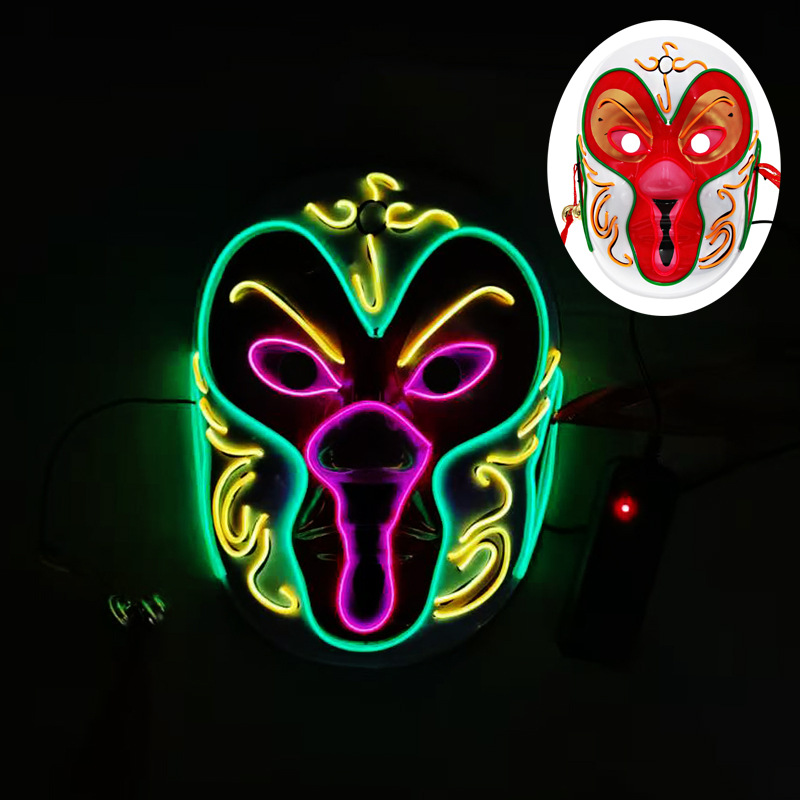 跨境京剧脸谱男女全脸el闪光发夜光面具环保孙悟空万圣节表演面具