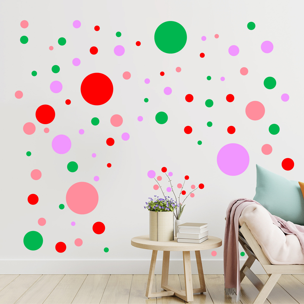 跨境diy多彩色圆点pvc客厅卧室玻璃窗墙贴简约儿童房装饰贴