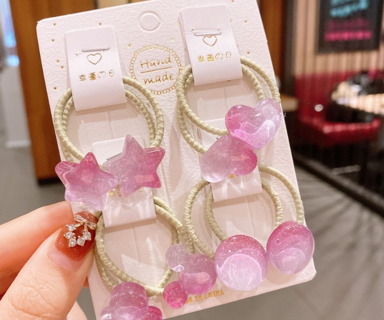 儿童皮筋不伤发彩色头绳可爱公主头饰发绳简约扎头发发圈套装批发