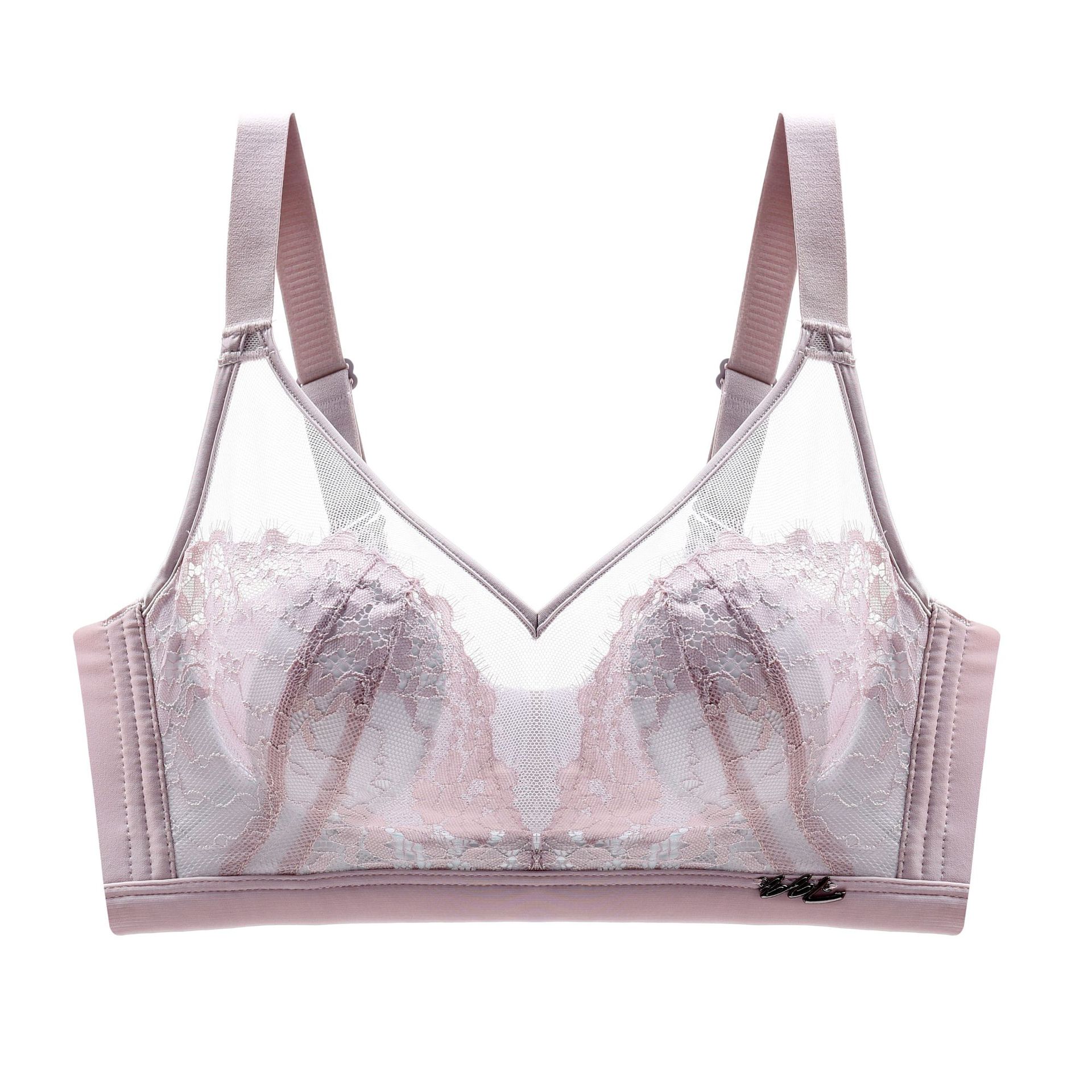 2022新款超薄款女士冰丝透视抹胸内衣大胸显小性感蕾丝文胸水晶杯