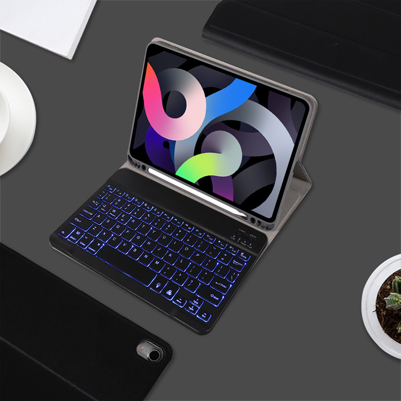 七彩背光蓝牙键盘套装适用ipad air4笔槽pro11保护套10.2妙控键盘
