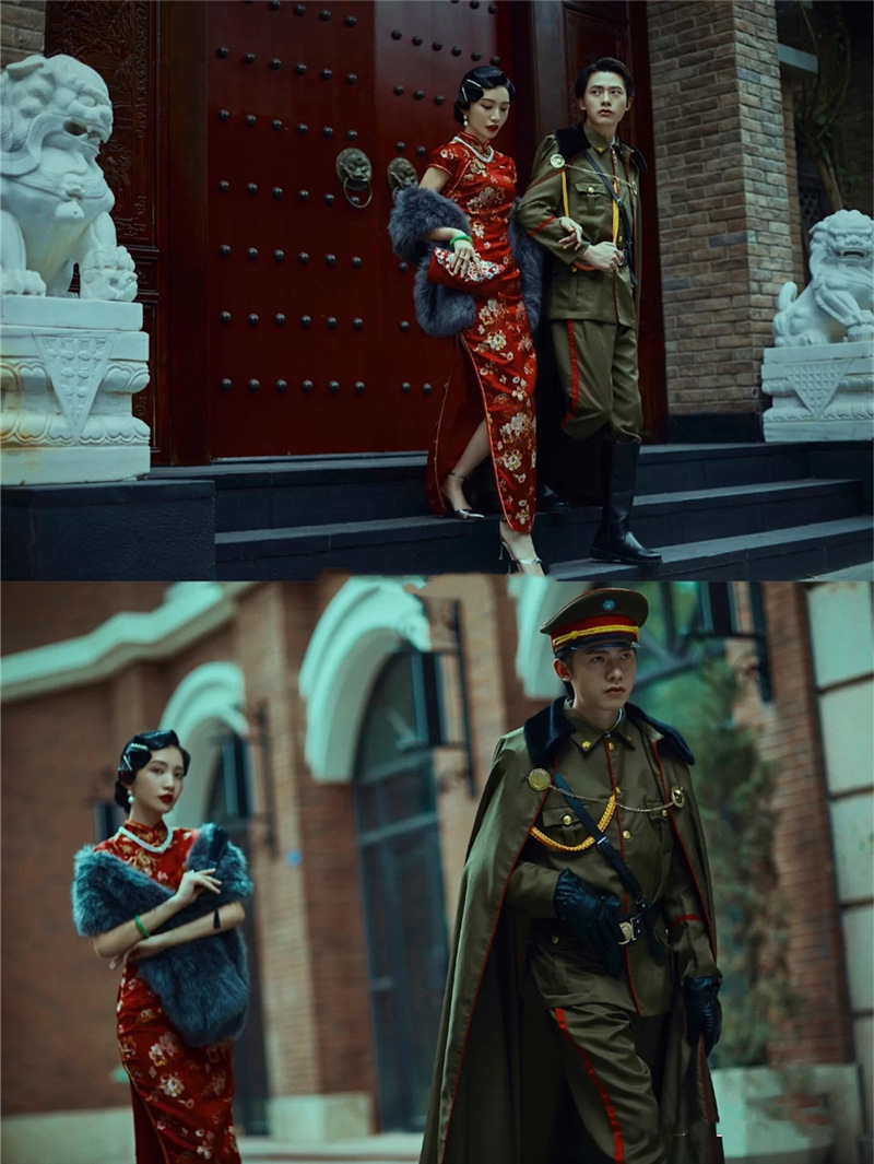 影楼民国拍照情侣剧本杀军装大帅军阀阔太旗袍街拍摄影写真演出服