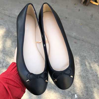 2020春季新款圆头平底鞋 36-39码 蝴蝶结舒适女单鞋藏青色