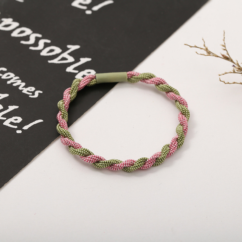 新款双色编织头绳 女士扎头发弹力筋简洁大方发绳头饰厂家直销