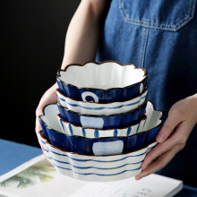 【睿】日式陶瓷沙拉甜品碗工厂直销7寸碗创意家用复古手绘四季碗