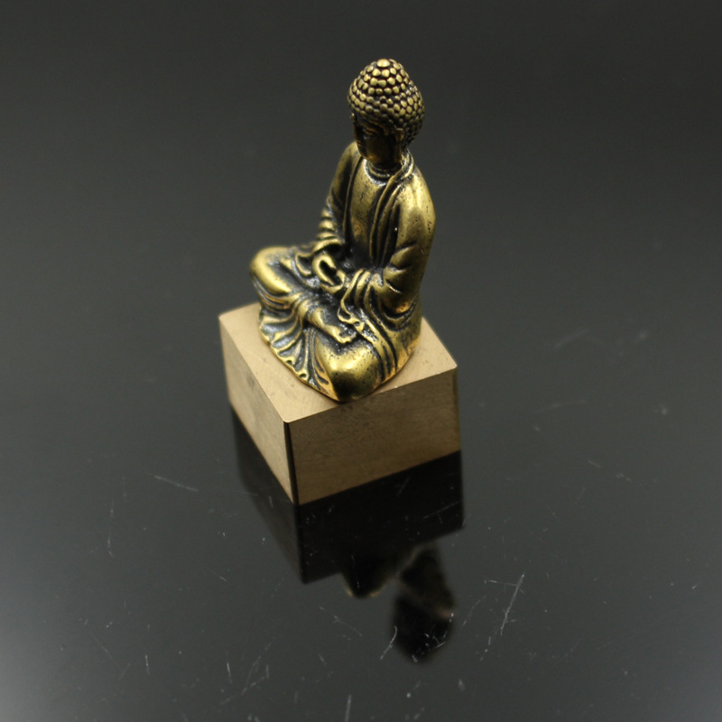 纯铜佛像印章小号家居释迦摩尼汽车黄铜印章摆件跑江湖小饰品批发