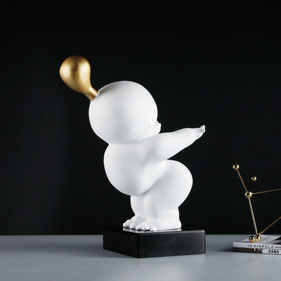 样板房间玄关酒店前台吹泡泡抽象人物雕塑摆件电视柜会所现代简约