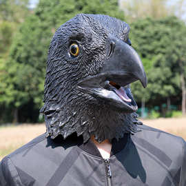 万圣节黑老鹰面具乳胶动物头套狂欢派对搞怪cos服饰道具厂家批发