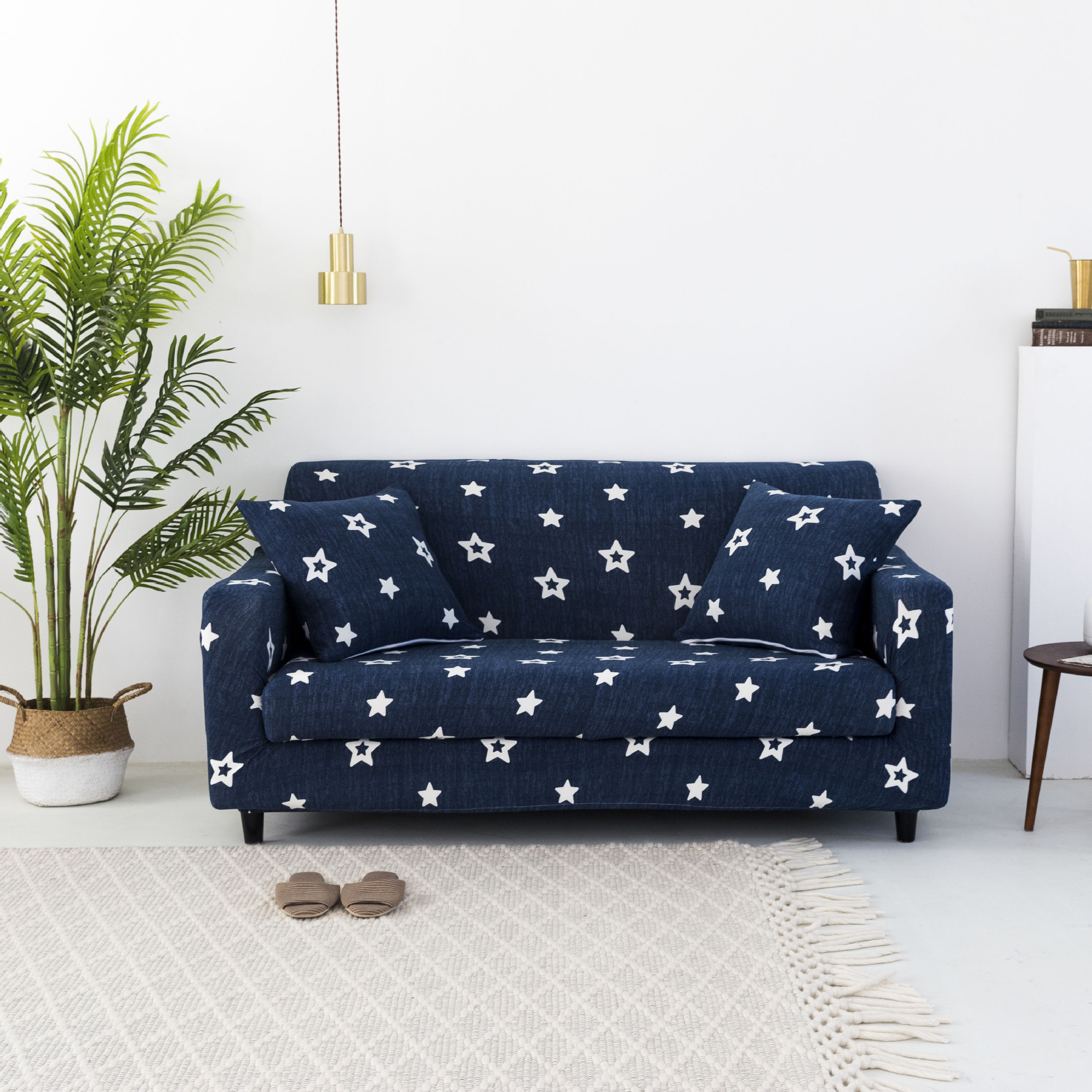 四季通用款牛奶丝单人位沙发套 印花防滑沙发套巾批发